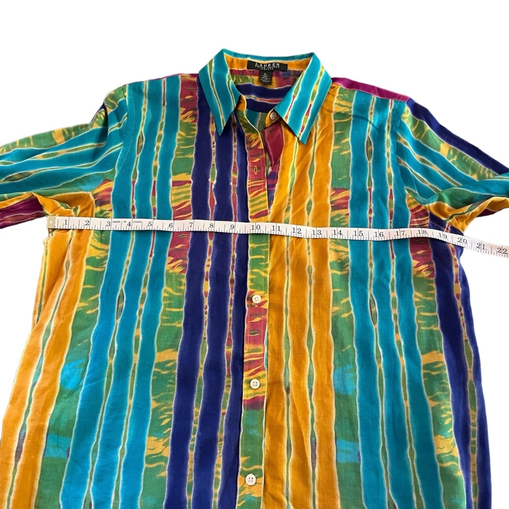 Lauren Ralph Lauren women’s multi colored blouse shirt Size PL - Picture 6 of 9